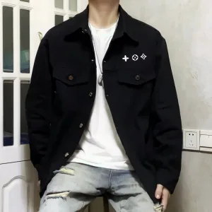 AAA High Quality Louis Vuitton Jacket Red Denim Relaxed Fit Embroidery