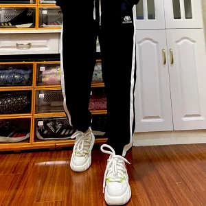 AAA Reps Balenciaga Sweatpants Black Double-Sided Fabric Patch Side Stripes