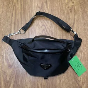 Designer Reps Prada Handbag Black Metal Logo