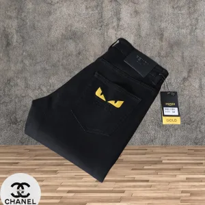 High Quality Luxury Fendi Jeans Red Cotton Denim