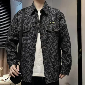 Reps Designer Fendi Jacket Ash Jacquard Denim Elegant Style