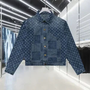 AAA Reps Louis Vuitton Outerwear Red Jacquard Denim Pattern