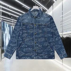 Designer Reps Louis Vuitton Outerwear Red Jacquard Denim Embroidery