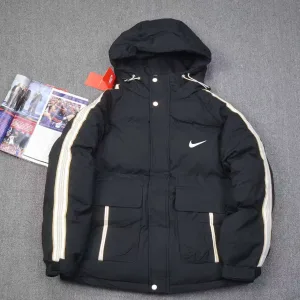 Reps High Quality Nike Coat Blue Cotton Down Easy To Match Winter Side Pockets