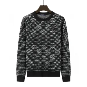 High Quality Reps Louis Vuitton Sweater Black Wool Polyester Nylon Acrylic Fiber Jacquard