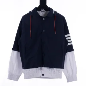 Designer Super Clone Thom Browne Coat Brown Nylon Mesh Woven Fabric Patch