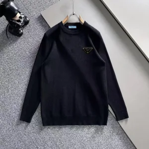 Luxury Prada Sweater Autumn Winter Patch