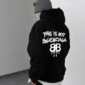 Designer Balenciaga Hoodie Ash Cotton Xinjiang Ribbed Fabric Relaxed Fit Spring Autumn