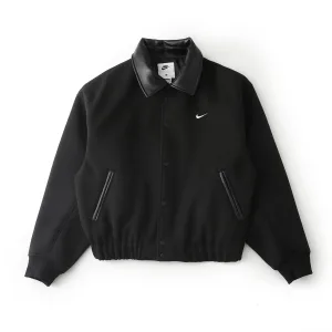 High Quality Luxury Nike Coat Black Wool Twill Clean Cut