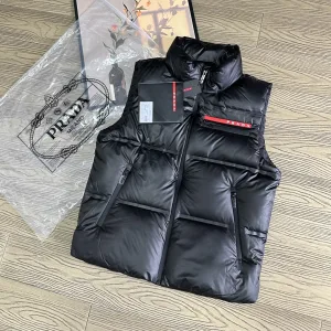 Luxury Prada Outerwear Red Eva Goose Down Nylon Microfiber Fabric