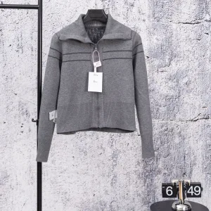High Quality Designer Dior Coats Yellow Cashmere Jacquard Knitted Fabric Simple And Elegant Autumn Winter Pattern