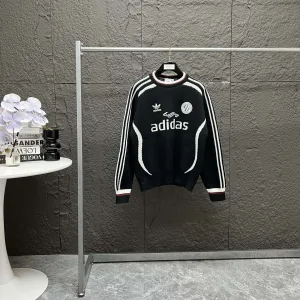 Luxury Reps Adidas Sweater Red Cotton Wool Cashmere Jacquard Autumn Winter Embroidery Patch