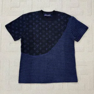 Super Clone Louis Vuitton Short-Sleeved Shirts Blue Velvet